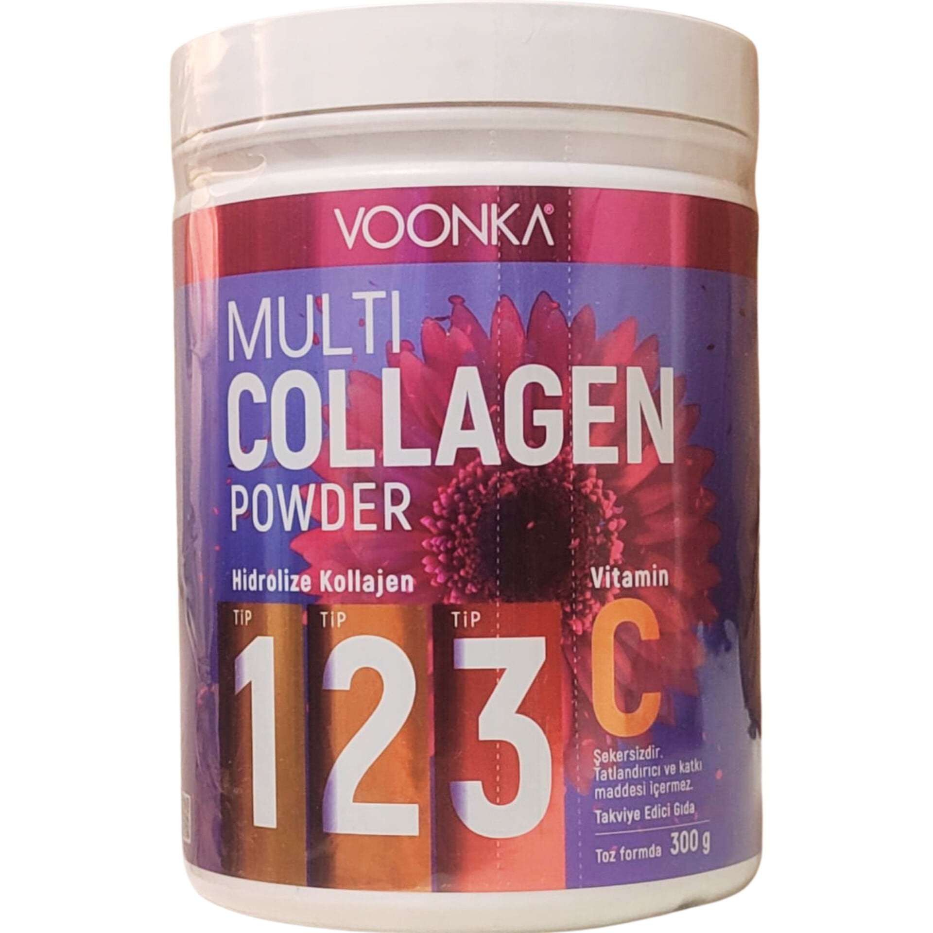 Voonka Multi Collagen Powder Hidrolize Kollajen Tip 1 2 3 Vitamin C 300 gr