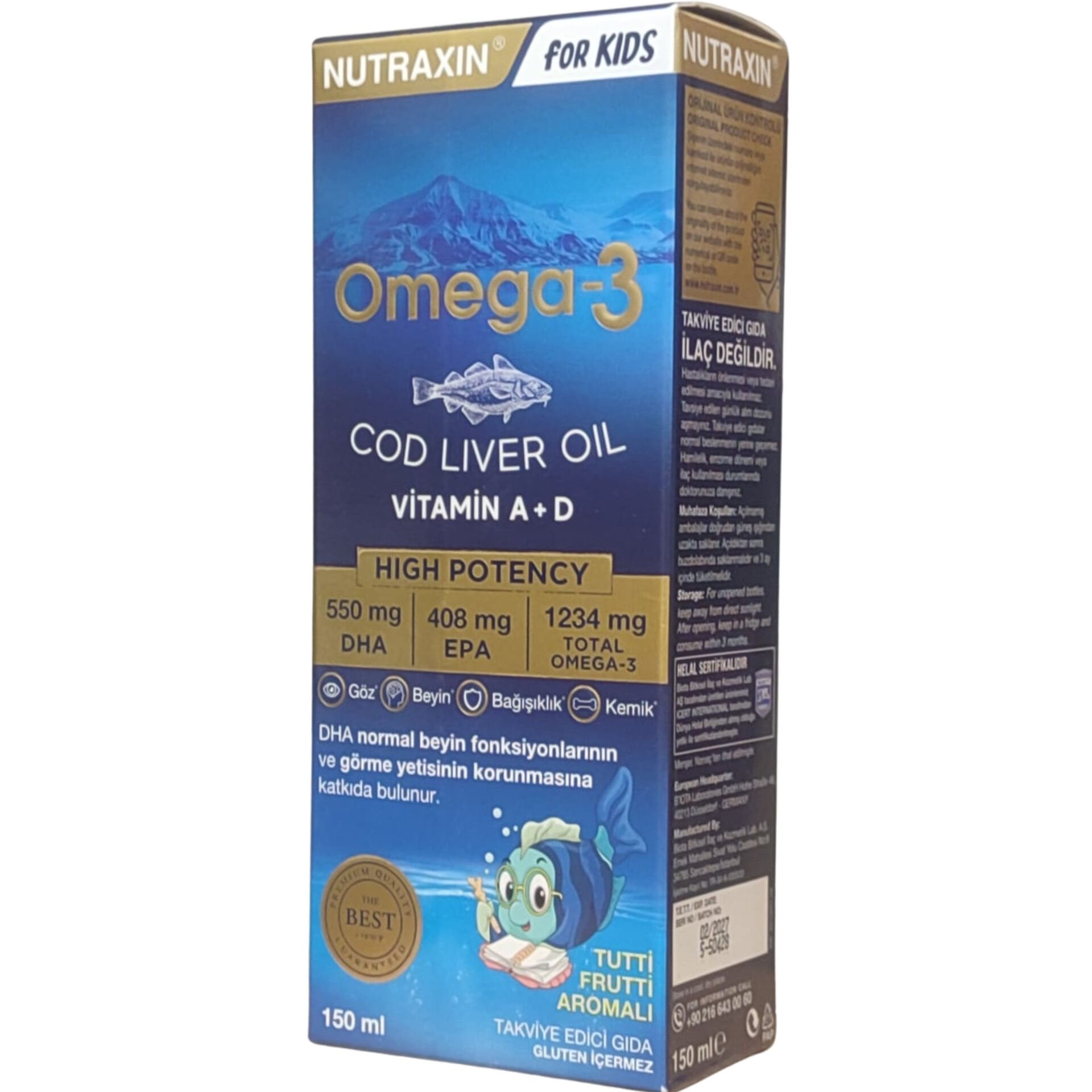 Nutraxin For Kids Omega-3 Balık Yağı Takviye Edici Gıda 150 ml