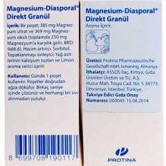 Magnesium Diasporal Direkt Magnezyum Sitrat Granül 20 Poşet