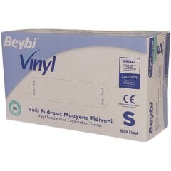 Beybi Pudrasız Vinil Muayene Eldiven Beyaz Small 100'lü