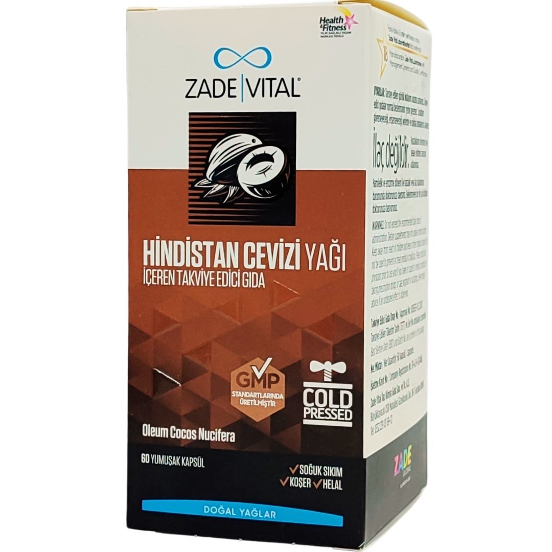 Zade Vital Hindistan Cevizi Yağı İçeren Takviye Edici Gıda 60 Yumuşak Kapsül