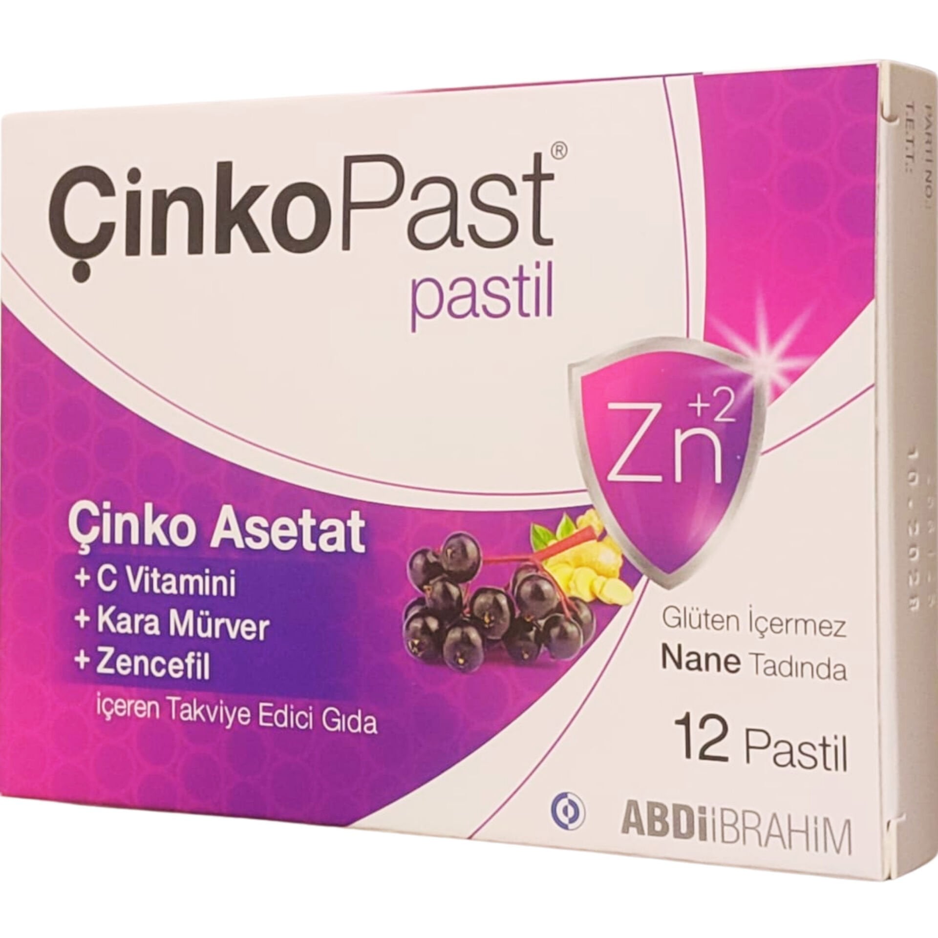 Çinkopast Nane Zencefil Kara Mürver Pastil 12'li