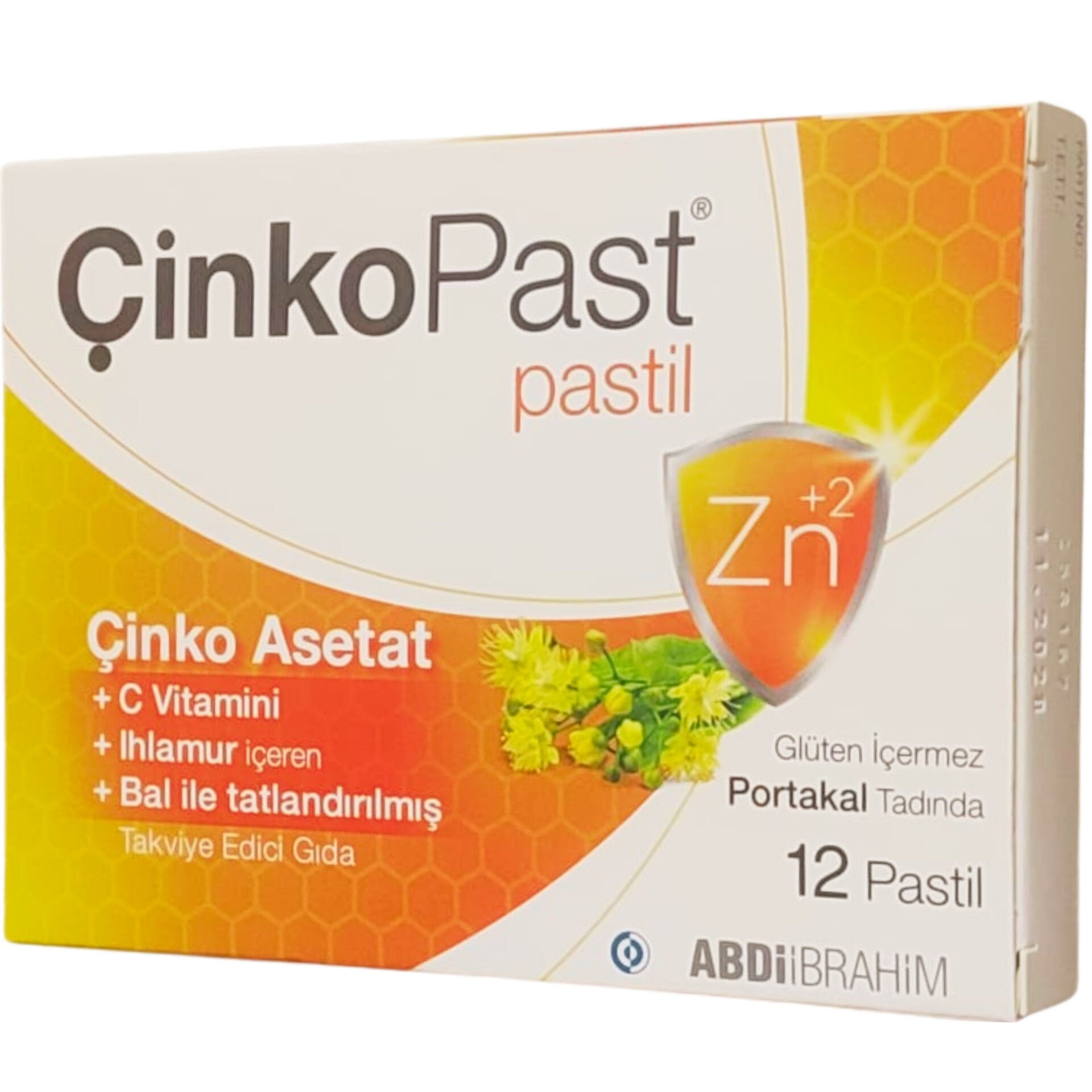 ÇinkoPAst Pastil Çinko Asetat, C Vitamini ve Ihlamur İçeren Bal ile Tatlandırılmış Takviye Edici Gıda  12 Pastil
