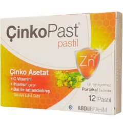 ÇinkoPAst Pastil Çinko Asetat, C Vitamini ve Ihlamur İçeren Bal ile Tatlandırılmış Takviye Edici Gıda  12 Pastil