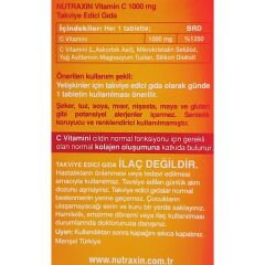 Nutraxin Vitamin C 1000 mg Takviye Edici Gıda 30 Tablet