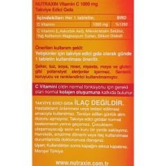 Nutraxin Vitamin C 1000 mg Takviye Edici Gıda 30 Tablet