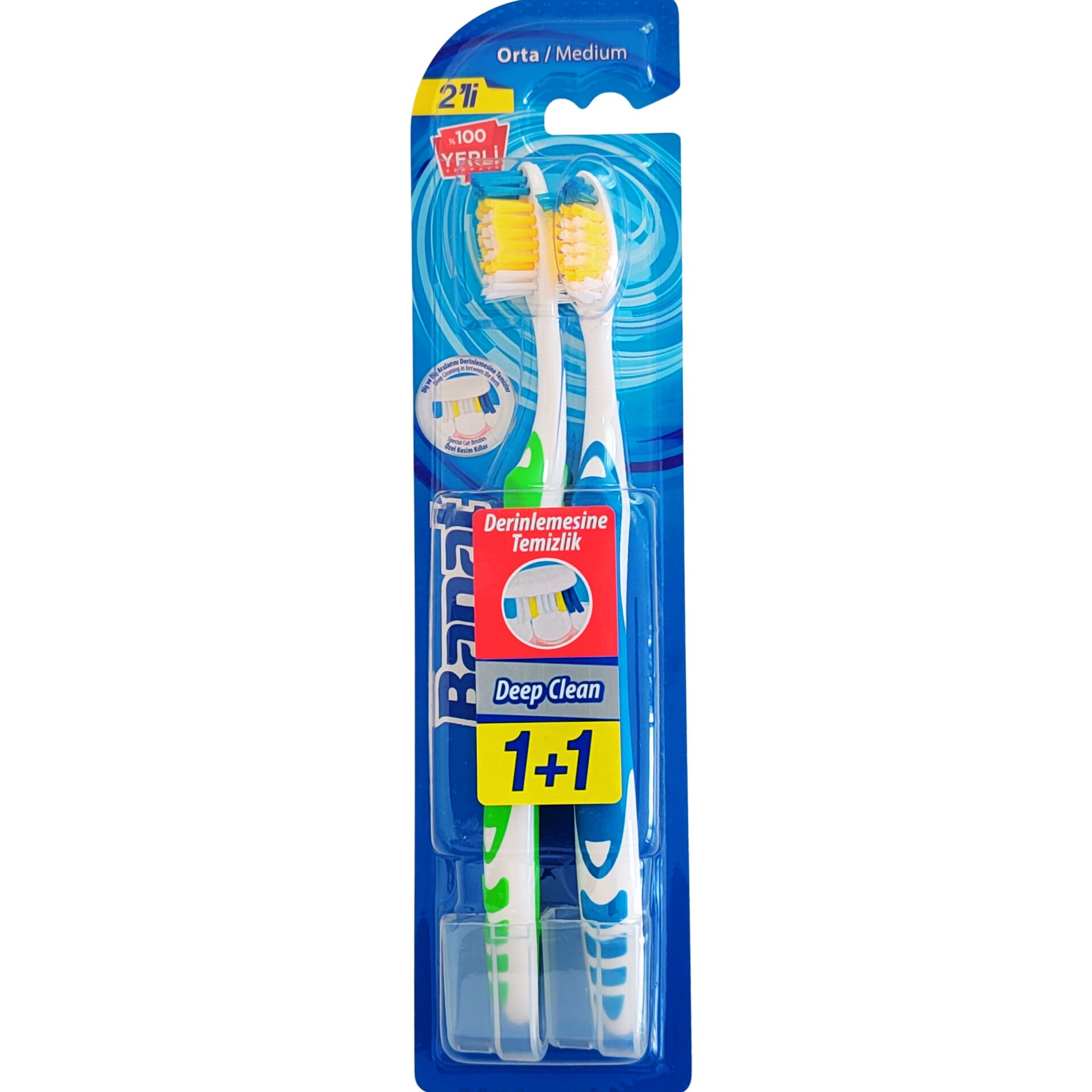Banat Deep Clean Medium Orta Diş Fırçası 1+1