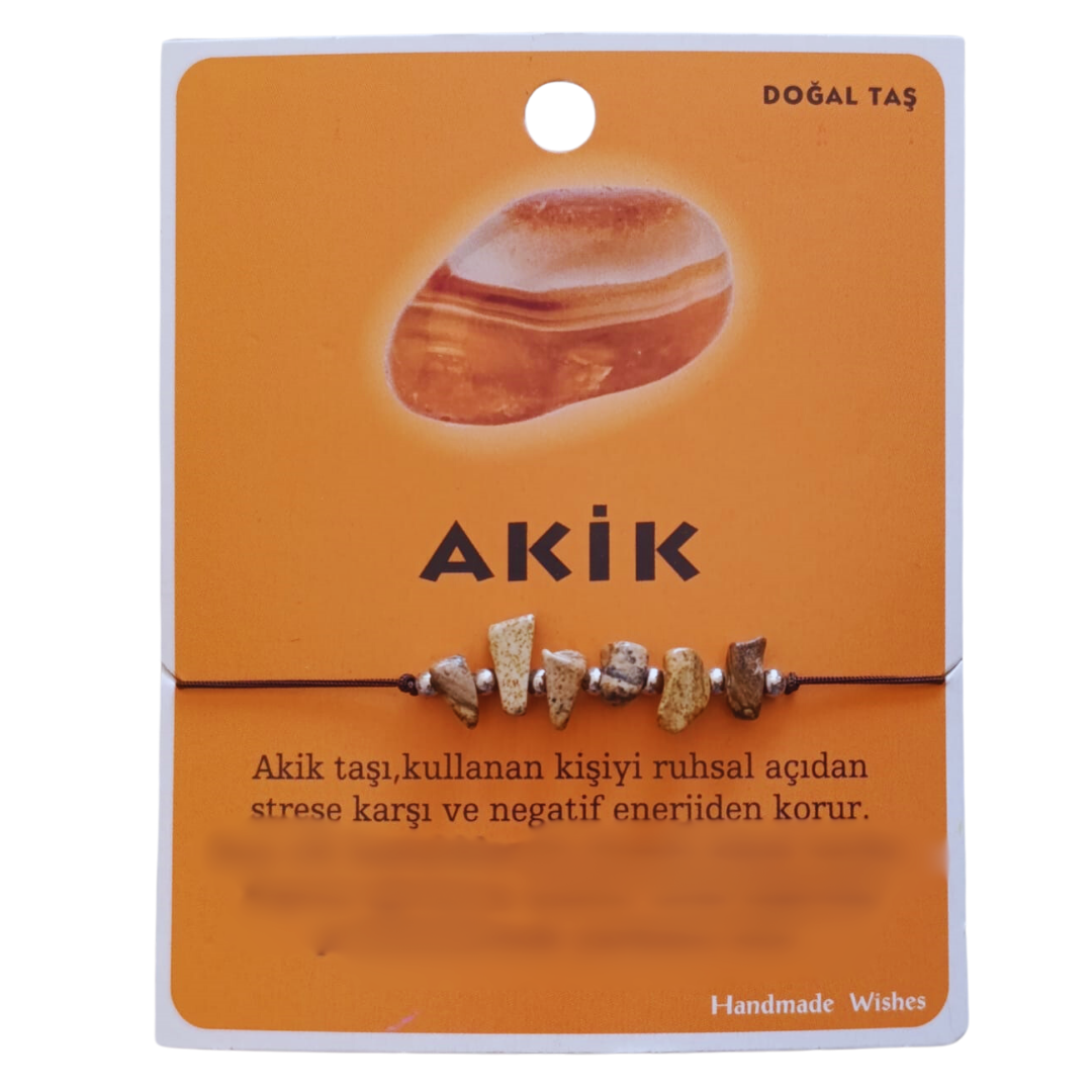 Doğaltaş Akik Doğal Taş Makrome Örme Bileklik
