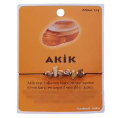 Doğaltaş Akik Doğal Taş Makrome Örme Bileklik