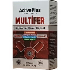 ActivePlus Multifer Lipozomal Demir Takviye Edici Gıda 30 Kapsül