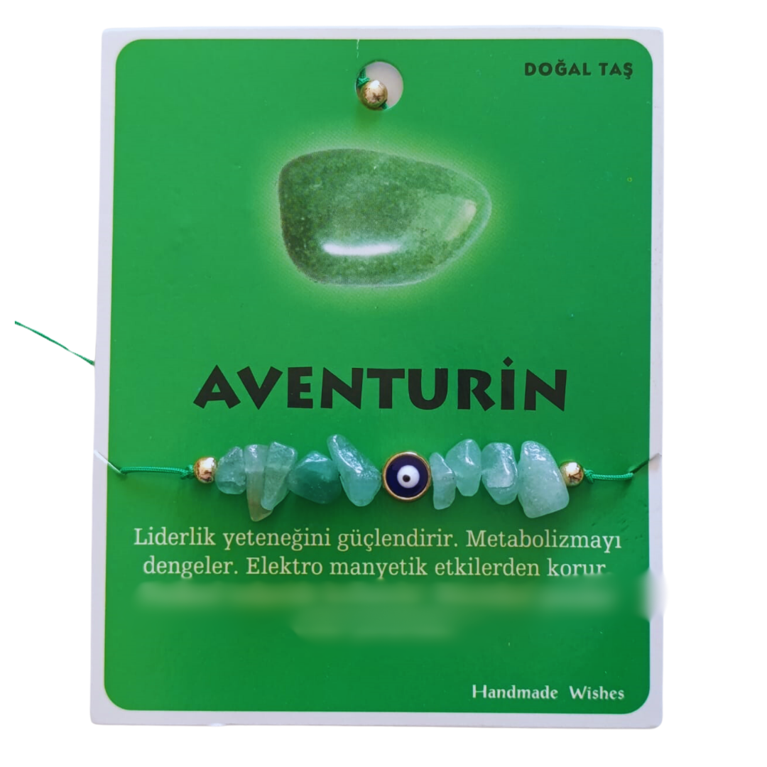 Doğaltaş Aventurin Doğal Taş Makrome Örme Bileklik