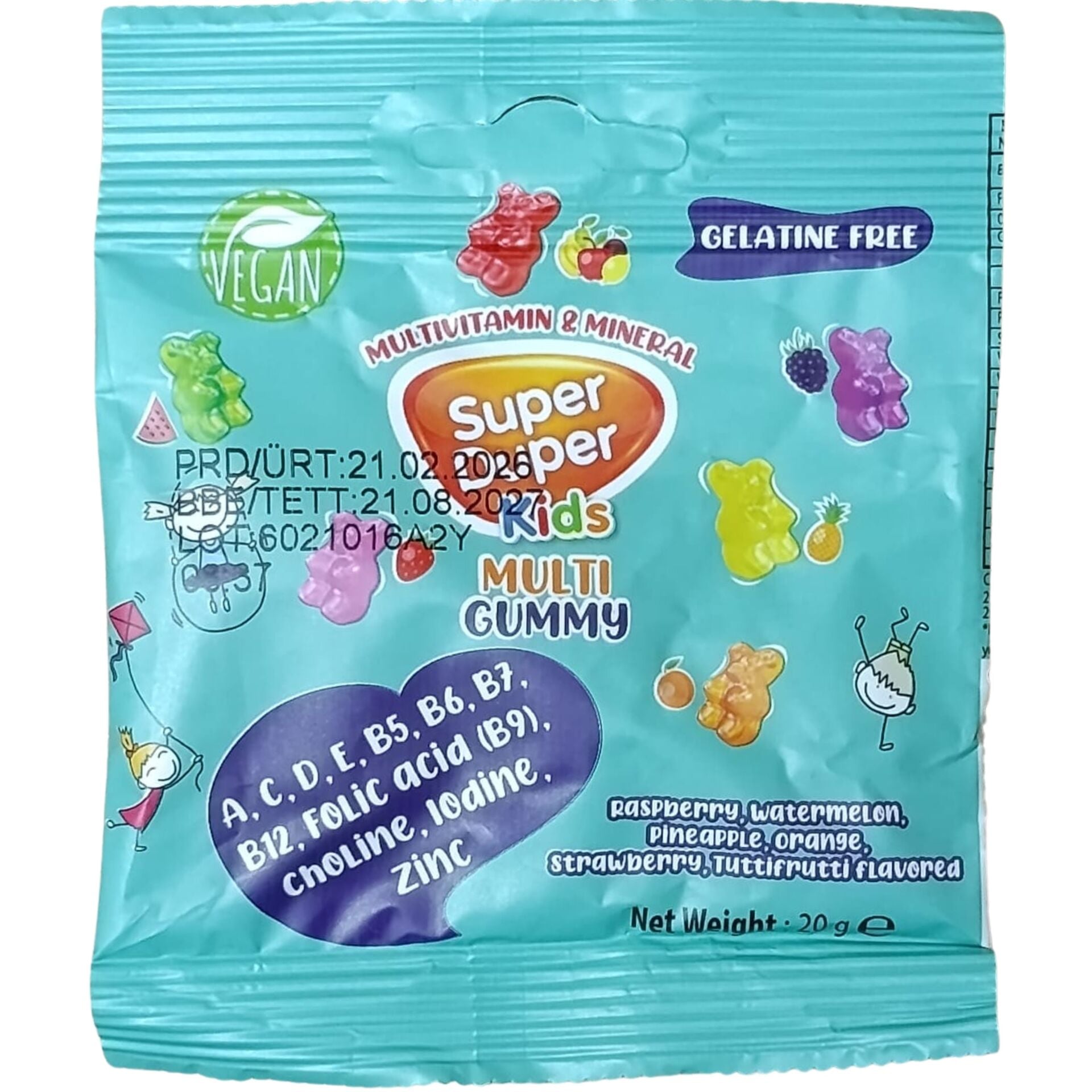 Super Duper Kids Multi Gummy Jelibon 20 gr - 10 Adet