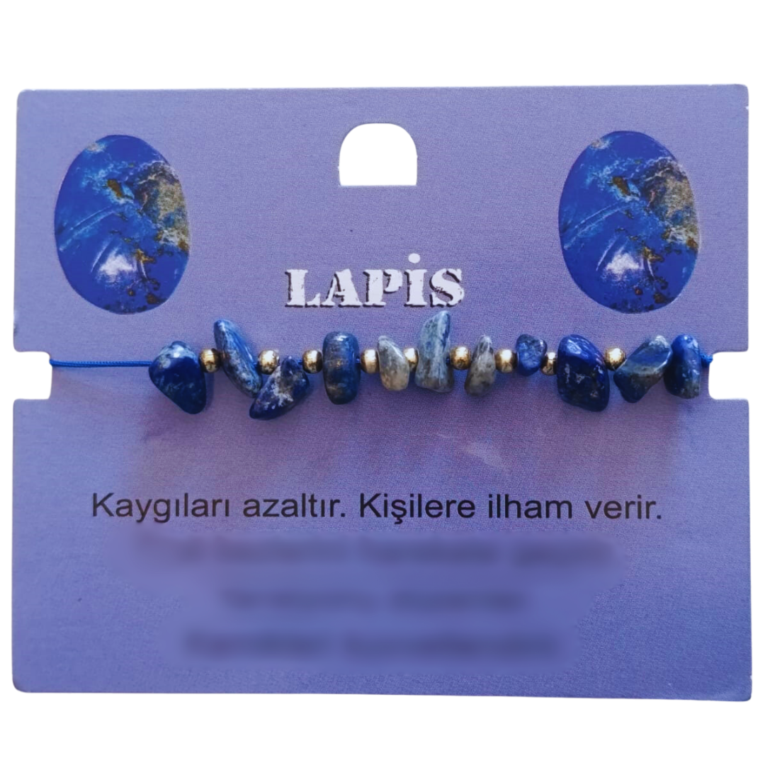 Doğaltaş Lapis Doğal Taş Makrome Örme Bileklik