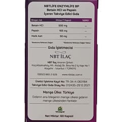 Nbt Life Enzymlife BP Takviye Edici Gıda 60 Kapsül
