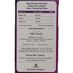 Nbt Life Enzymlife BP Takviye Edici Gıda 60 Kapsül