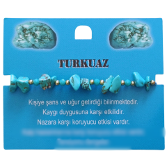 Doğaltaş Turkuaz Doğal Taş Makrome Örme Bileklik
