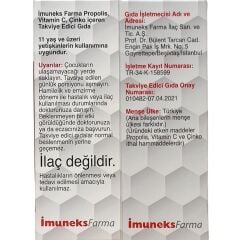 Imuneks Propolis Vitamin C Çinko içeren Takviye Edici Gıda 20 Efervesan Tablet