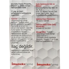 Imuneks Propolis Vitamin C Çinko içeren Takviye Edici Gıda 20 Efervesan Tablet
