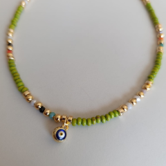 ÇİMEN YEŞİLİ NAZAR BONCUKLU KOLYE