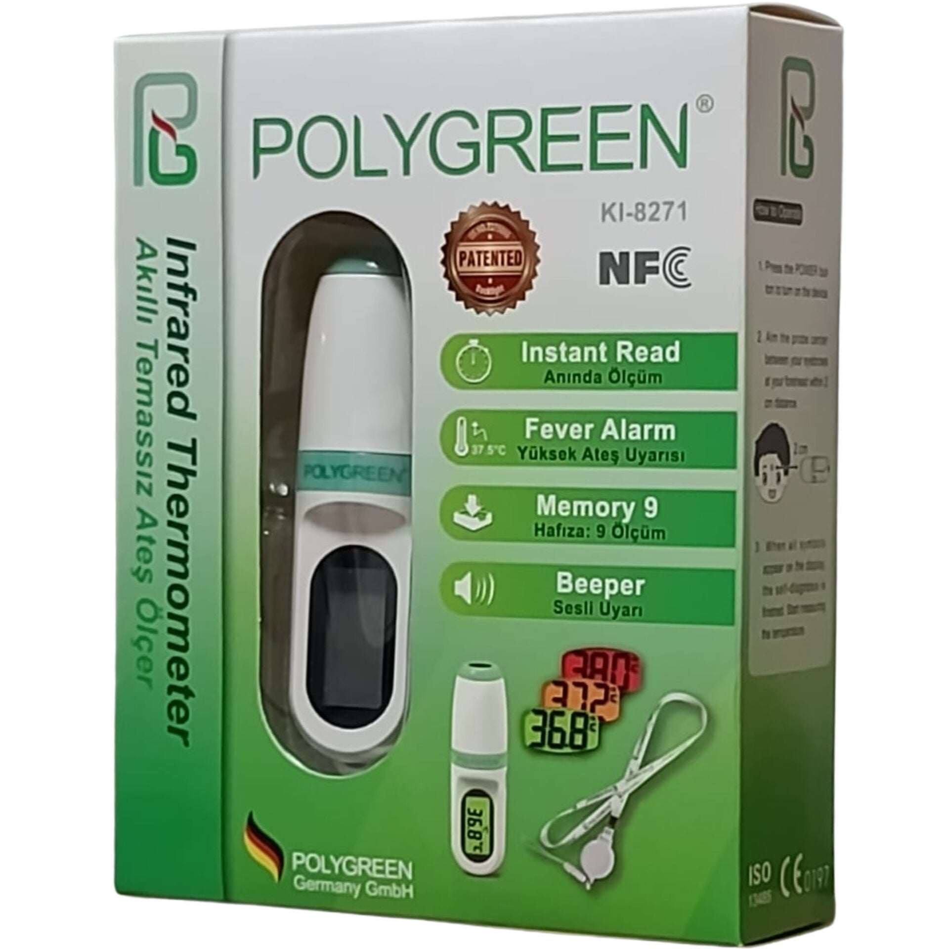 Polygreen Akıllı Temassız Ateş Ölçer KI-8271