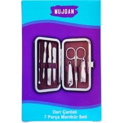 Müjgan Deri Çantalı 7 Parça Manikür Seti