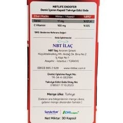 Nbt Life Endofer Demir + C Vitamini Takviye Edici Gıda 30 Kapsül